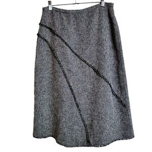 Vintage Spiegel tweed skirt with fringe detail grey size 12